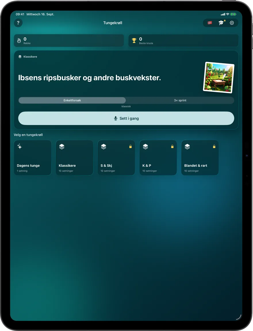 I mørk modus kommer appen i turkis.