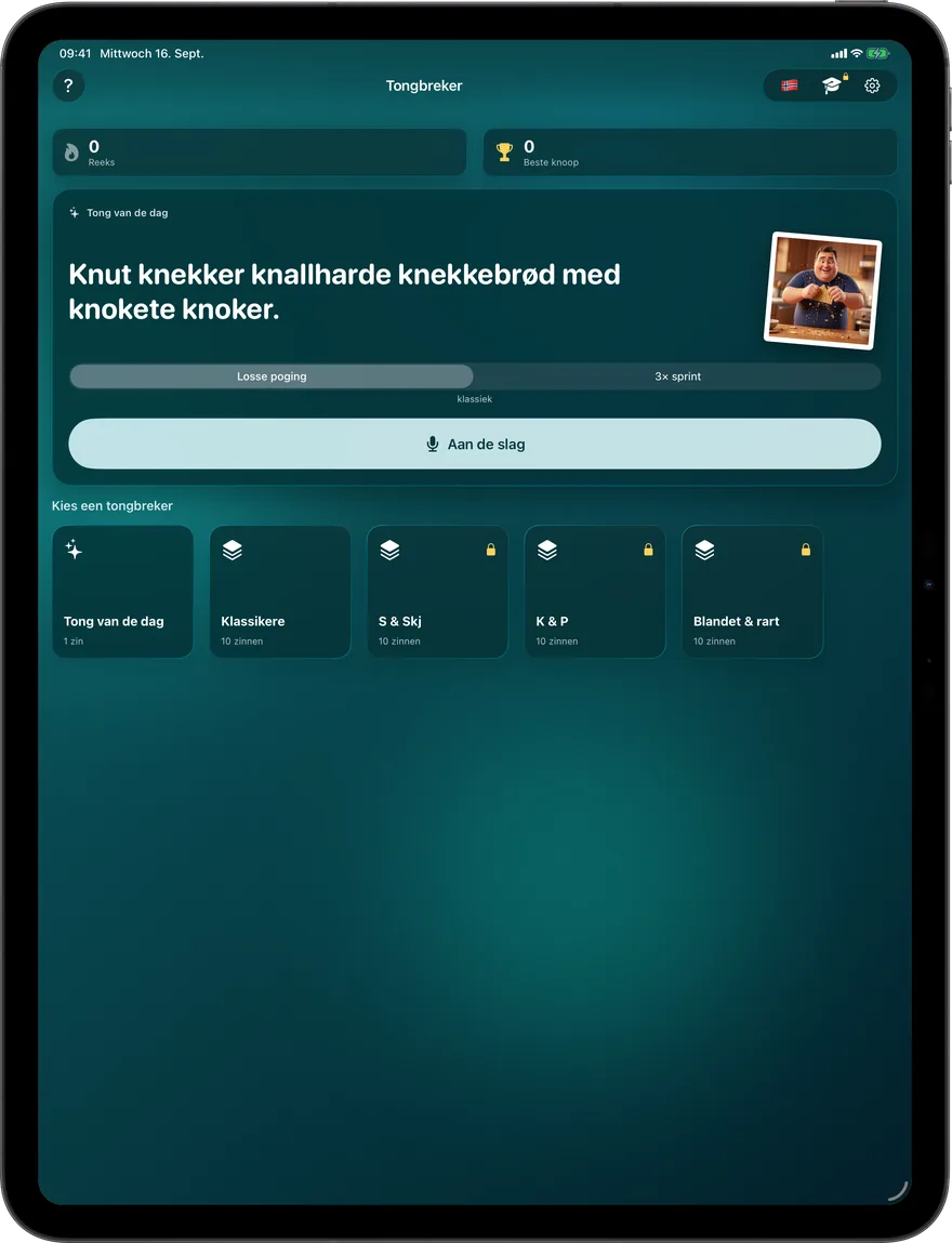 In de donkere modus komt de app in turquoise.
