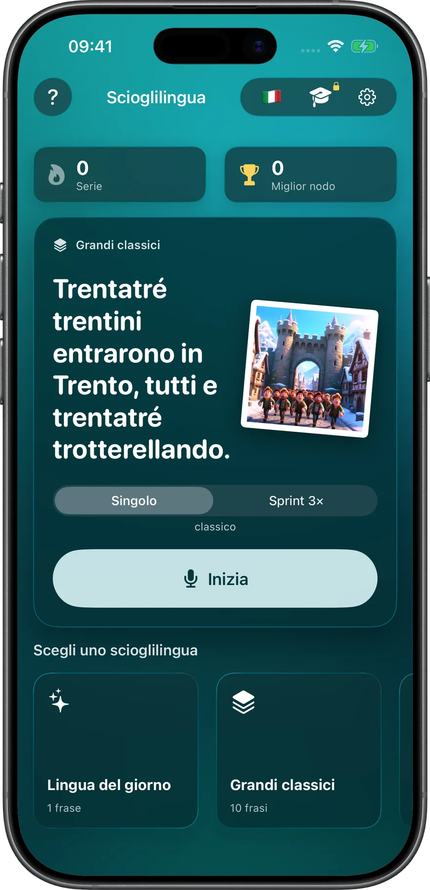 In modalità scura il palco veste turchese.