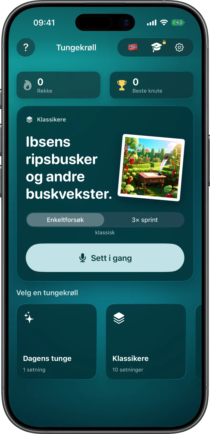 I mørk modus kommer appen i turkis.