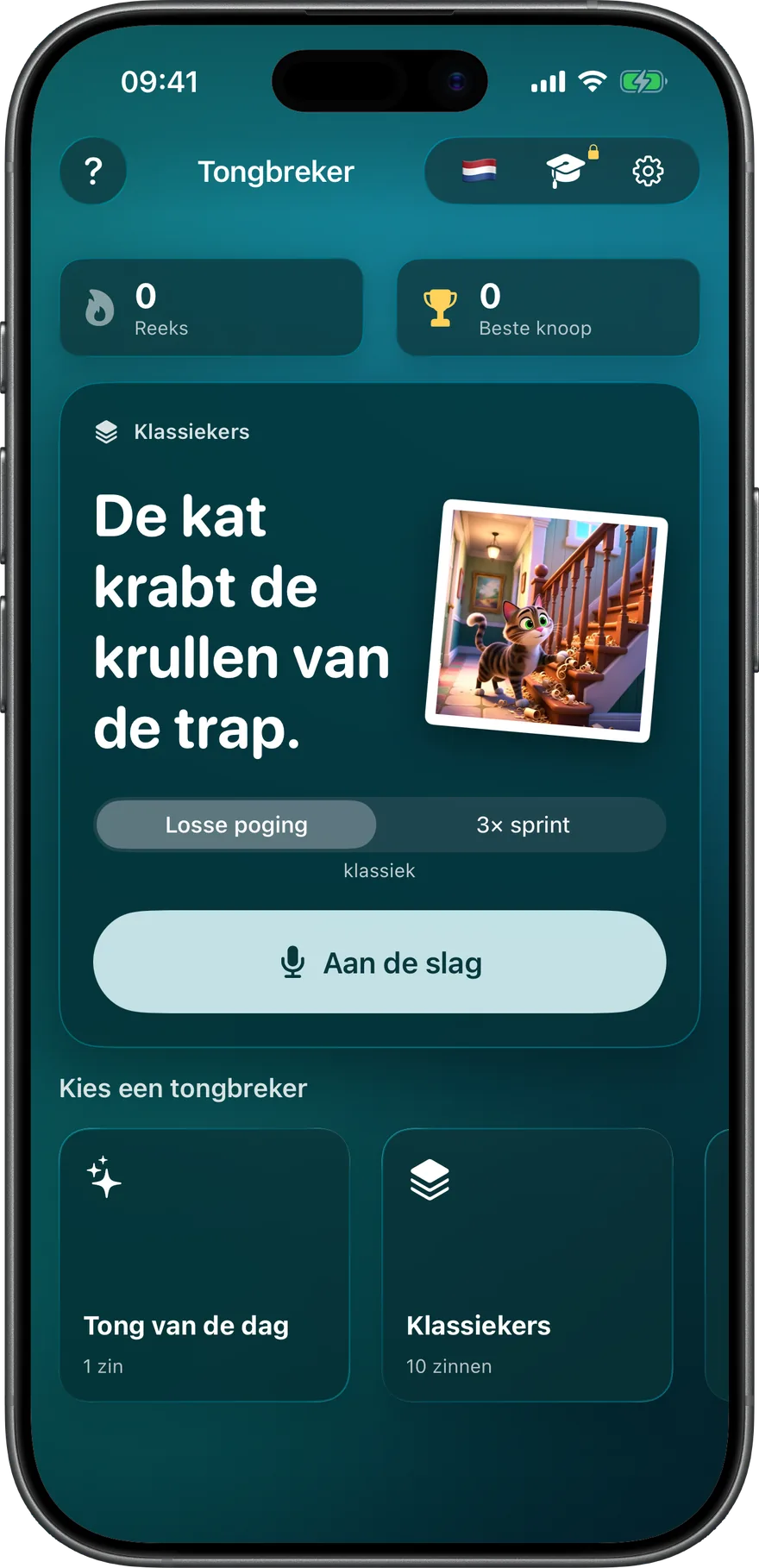 In de donkere modus komt de app in turquoise.
