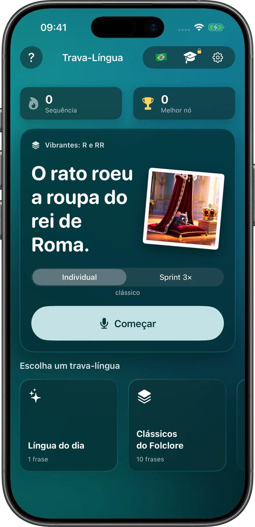 No modo escuro, o palco veste turquesa.